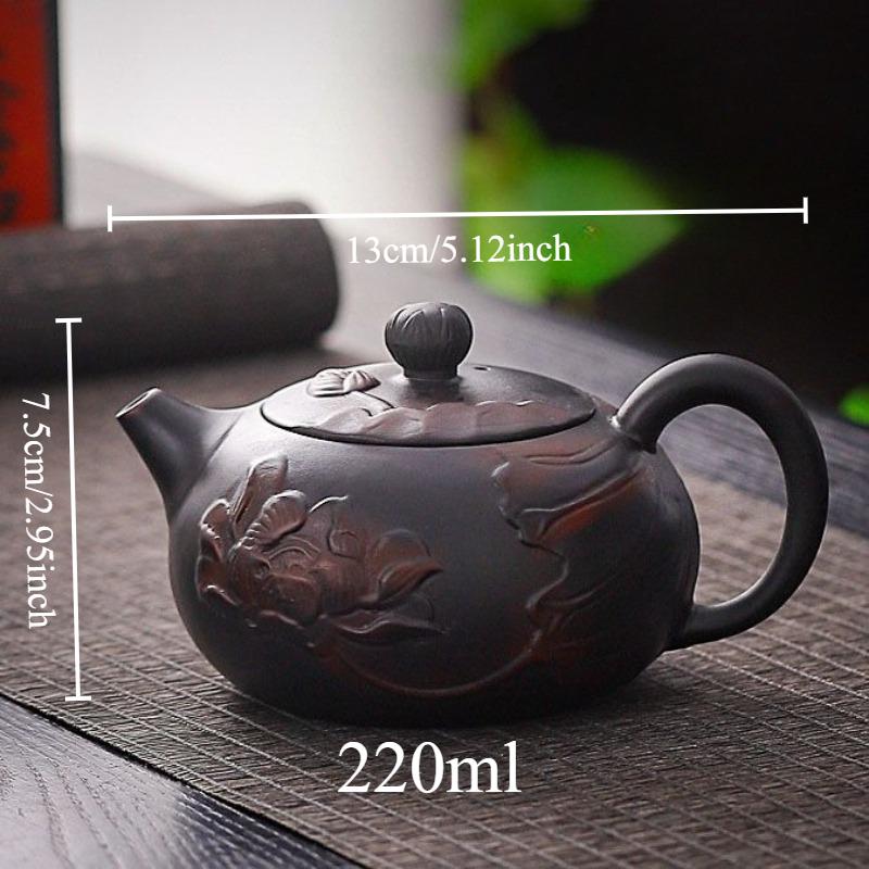 Purple Clay Xishi Teapot Luxurious Relief Ceramic Teapot Large Tea Brewing Pot Purple Clay Kung Fu Tea Set