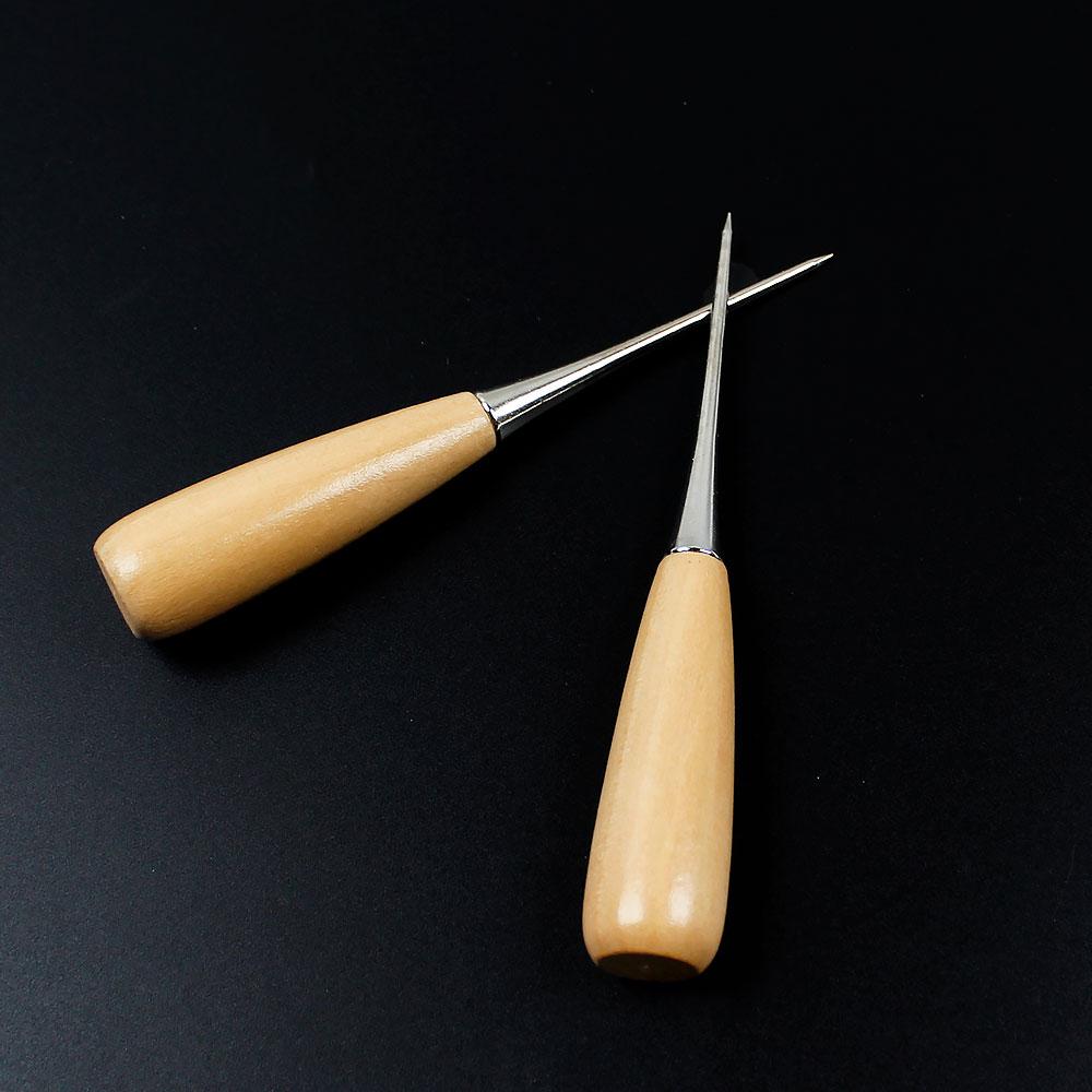 Für Spaß 2 Stück Holzgriff Ahle DIY Nähzubehör Stoffstanzer Handnäher Lederwaren Lochstanzer Schuhreparaturwerkzeuge