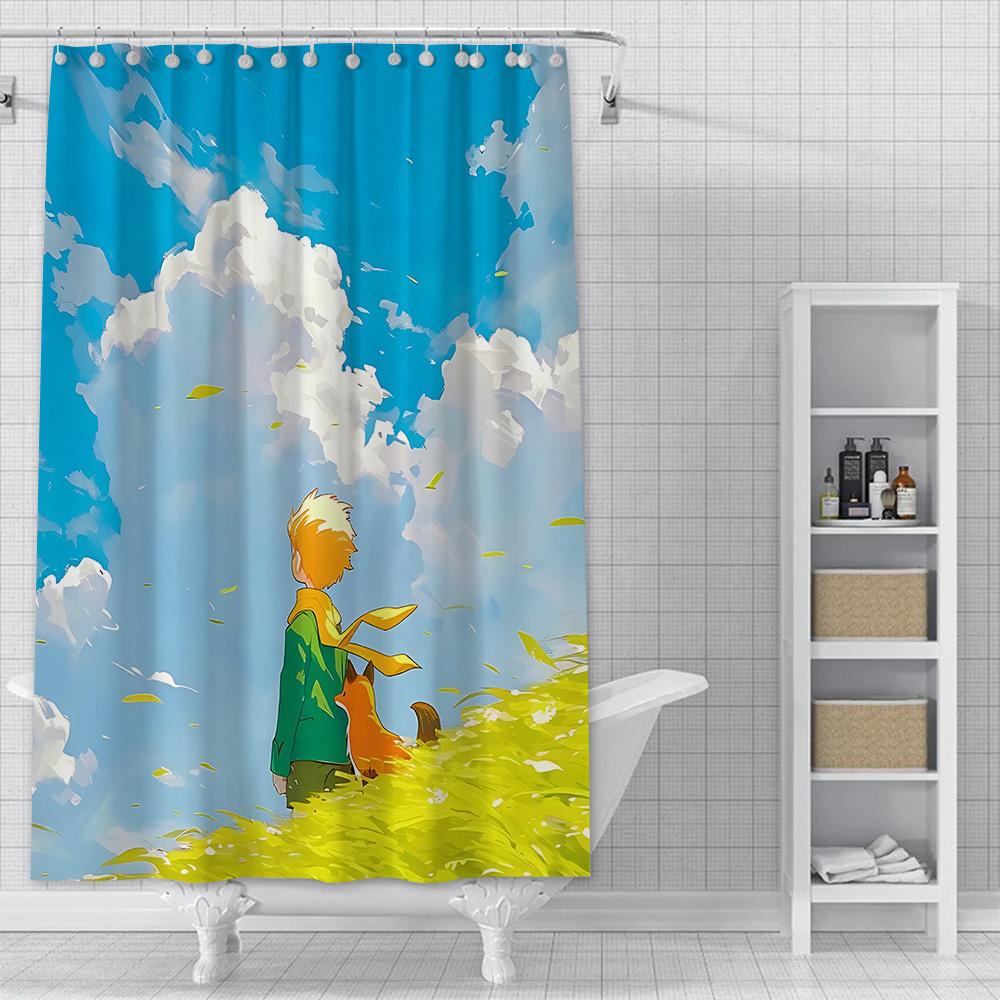The L-Little P-Prince Cartoon Shower Curtain Waterproof Polyester Fabric Paint Colorful Bath Curtains Curtain With Hook