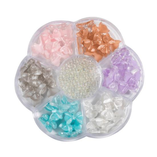 1 Cutie Fundițe Nail Art Pastă Tridimensională Ușor DIY Fundiță Rășină Perlă Faux Amestecat Floare de Prun