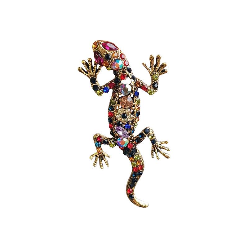 Wind Gecko Corsage, Animal Lizard Brooch Full Diamond Alloy Men'S And Women'S Clothing Accessories