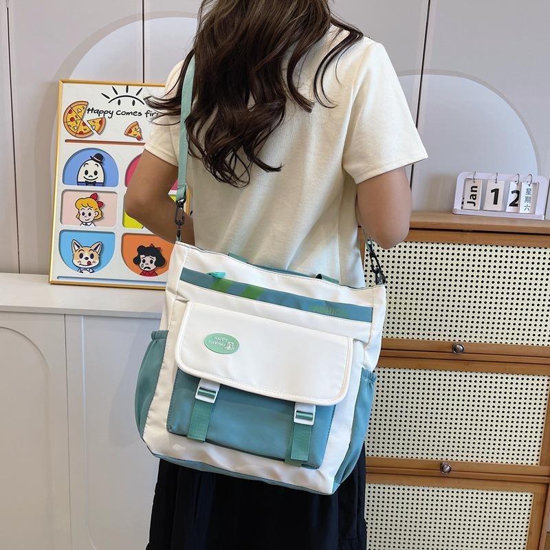 Fashion Nylon Bag Female Shoulder Student Make-Up Bag Large Capacity Versatile College Student Class Messenger Bag