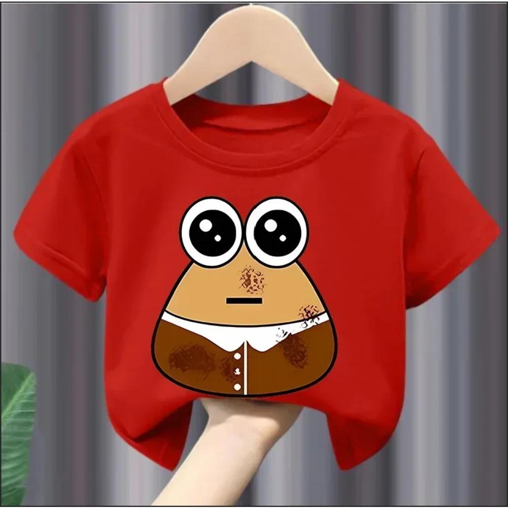 Christmas Cute My Pet Alien Pou Print Kids T-shirts Cartoon Summer Short Sleeve Baby Tees Tops Boys Girl Clothes Tshirts Y2k