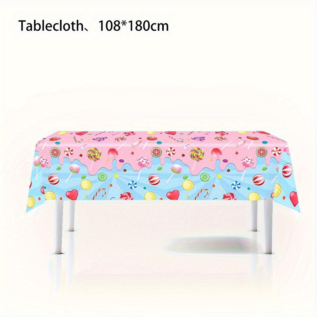 1 Piece of Colorful Candy Themed Disposable Tablecloth