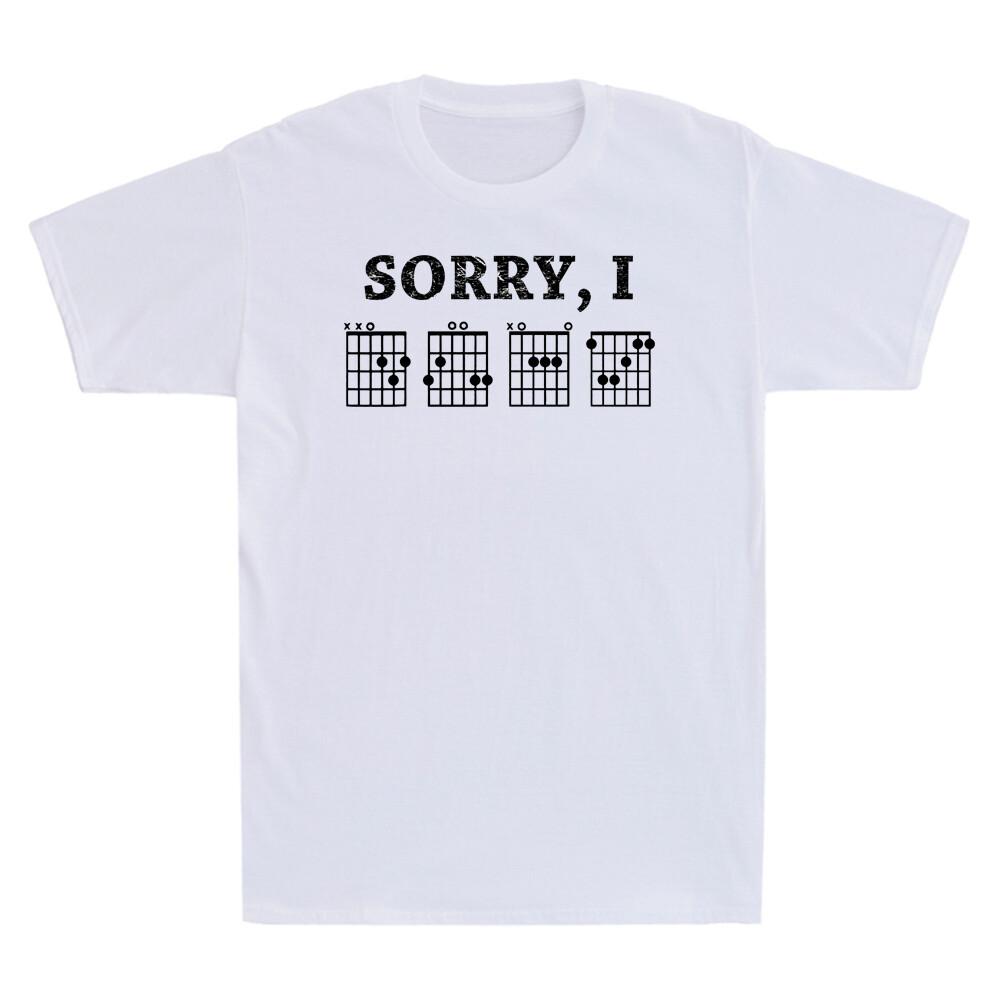 Sorry Idgaf Funny Hidden Message Guitar Chords Retro Unisexs Short Sleeve Tshirt
