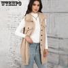 Fall and Winter Women's Lapel Sleeveless Loose Medium-length Plush Cardigan Plush Vest Jacket