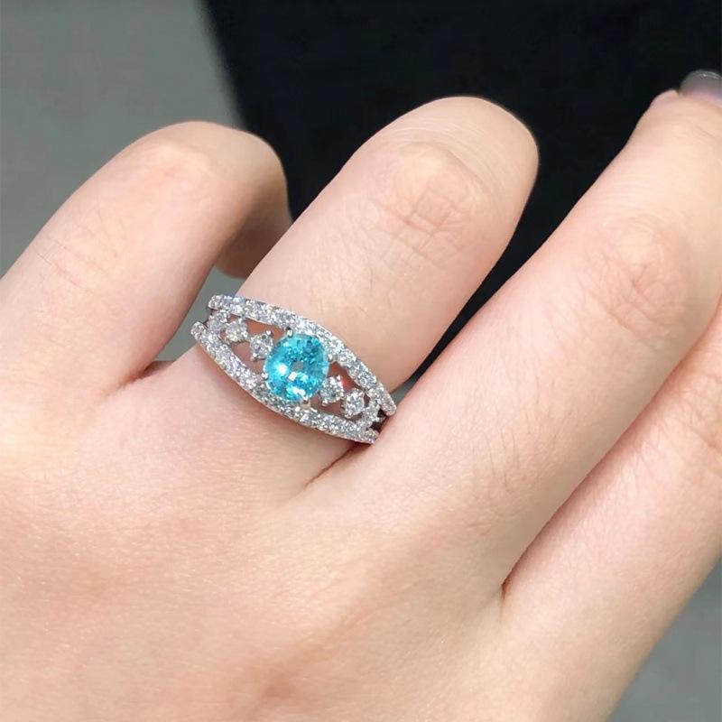 Adjustable Open Shallow Sea Blue Sapphire Ring - Trendy, Versatile, High-End Style for Women Adjustable Open