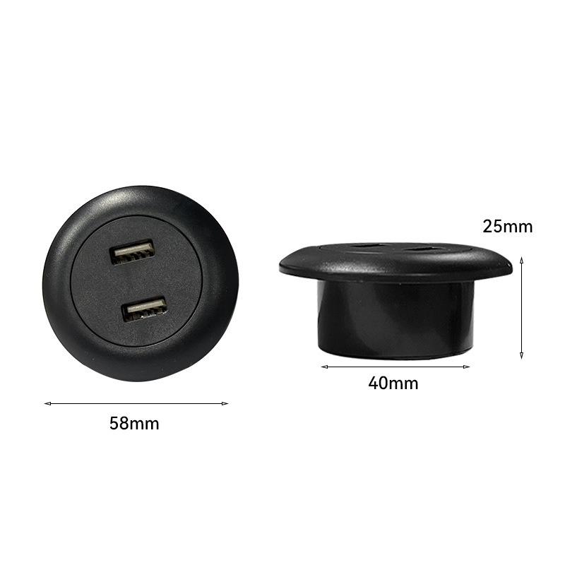 Embedded Desktop 2 Port Usb2.0 To Usb Charge Connector 5V 2A Extension Cord Mobile Tea Table Sofa Concealed Fast Charging Cable