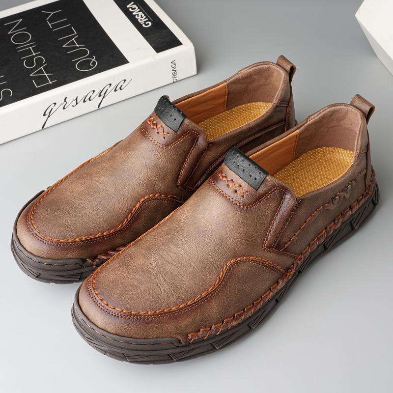 Ručně vyráběné kožené boty pro volný čas Muži Pohodlné boty pro řízení Měkké kožené mokasíny Pánské boty Mokasíny Boty na nářadí
