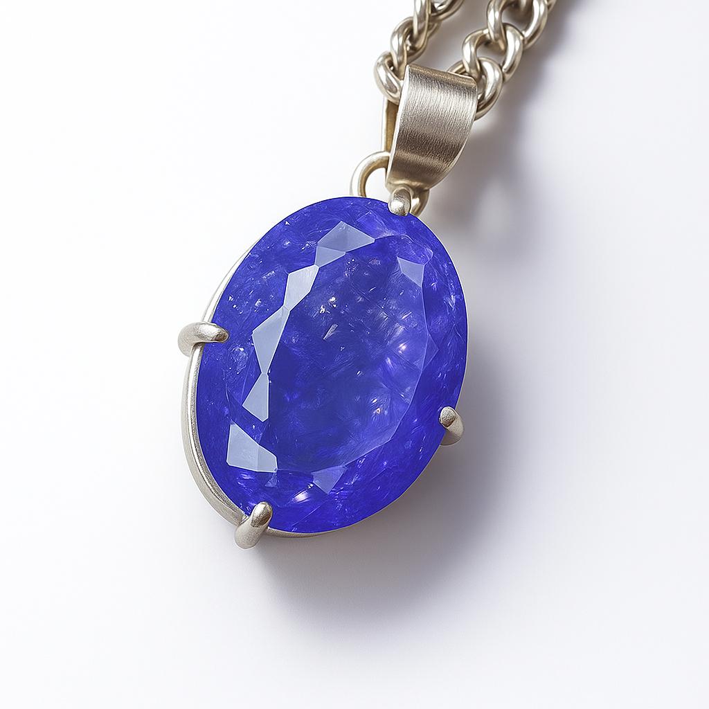 Oval Cut 65.80 Ct Natural Sapphire CERTIFIED 925 Sterling Silver Purple Pendant AI-110-NS