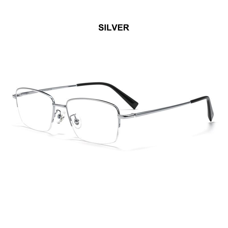 Ultra-Light Semi-Titanium Business Semi-Rimless Glasses Frames Executive Elite Men s Gold-Wire Eyewear Ultra-Light Eyeglasses серебряный