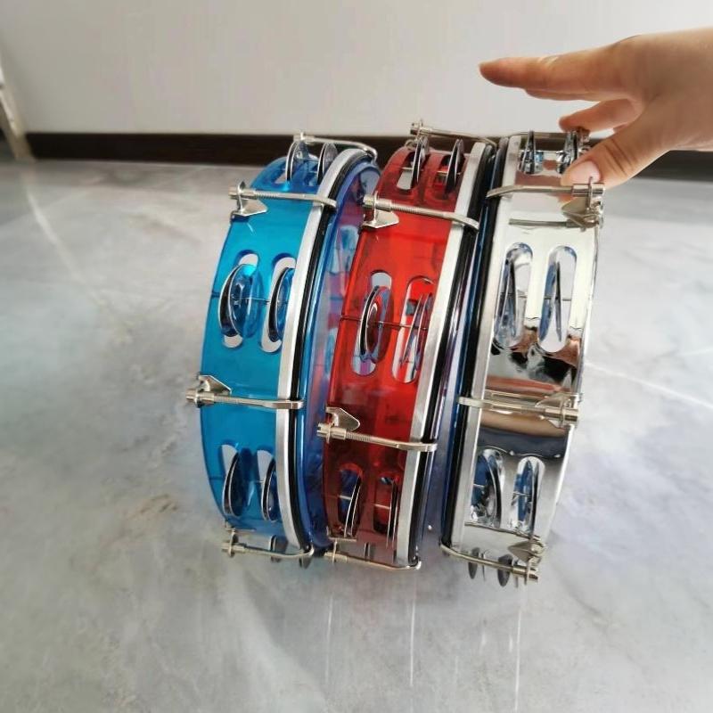 Tamburello Regolabile Colorato Accordabile Percussione Portatile Tamburo Metallo Campanelli Per Insegnamento Musicale Esibizione sul Palco Festa Gioco