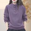 Double-Sided Fleece Autumn/Winter Warm Half-High Collar Sweatshirt: Casual, Versatile, Slimming, Loose, Plus-Size Solid Color Top.