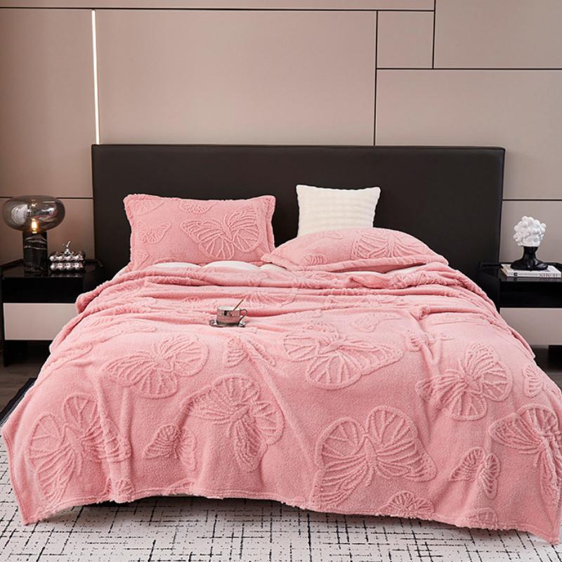 Butterfly Jacquard Four Seasons Flannel Blanket with Exquisite 3D Butterfly Comfortable and Warm Suitable for Bed Sofa Camping Blankets