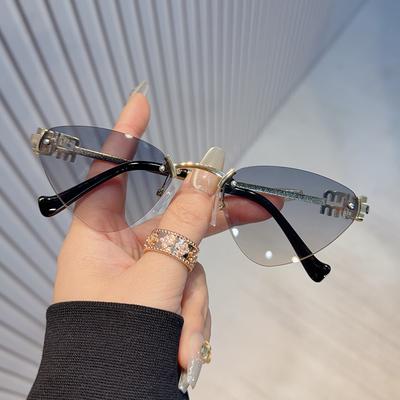 Gafas de Sol Metálicas sin Montura Ojo de Gato de Moda para Mujer Hombre Exquisitas de Marca Diseñador Gafas de Sol Playa Viaje Dama Hombre Gafas UV400