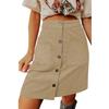 Solid Color Buckle Belt Pocket Waist Skirt Solid Buckle Sheath Skirt