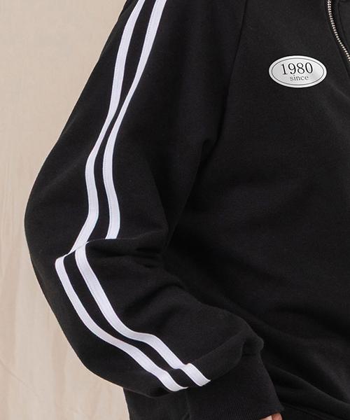 Ellamo Women'S Terry Track Half-Zip Collar Oversized Sweatshirt [Black]
