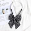 Black Tie Japanese Academy Style No-Iron Shirt with Decorative Bow Tie - Women DK Hand-Knit Grey Stripe for Men