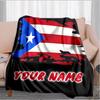 1PC Custom Name Puerto Rican Pride outdooor Flannel blankets Throw Blanket All-Season Throw Gift Bedspread for Couch, Bed, Camping Holiday Birthday gi