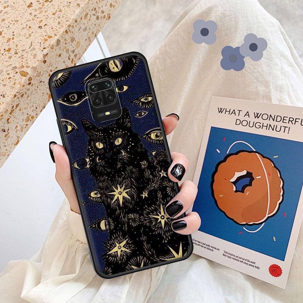 Fall für Xiaomi Redmi Hinweis 9S 9 8 Pro 7 8T 10 9C 9A 7A K40 Weiche Zurück luxus Design Telefon Abdeckung 8A 6A Coque Death Tarot Katze