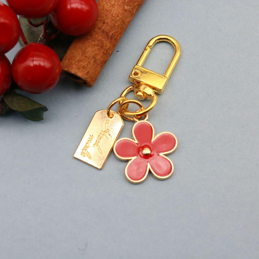 Colorful Flower Double-Sided Drip Oil Keychain Pendant