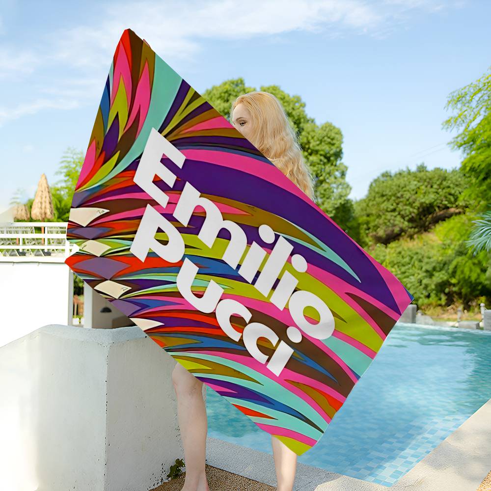 E-emilio P-pucci Logo Bath Towel Microfiber Soft Water Absorbing Breathable For Girl Kids Decorative Cartoon Beach Towel