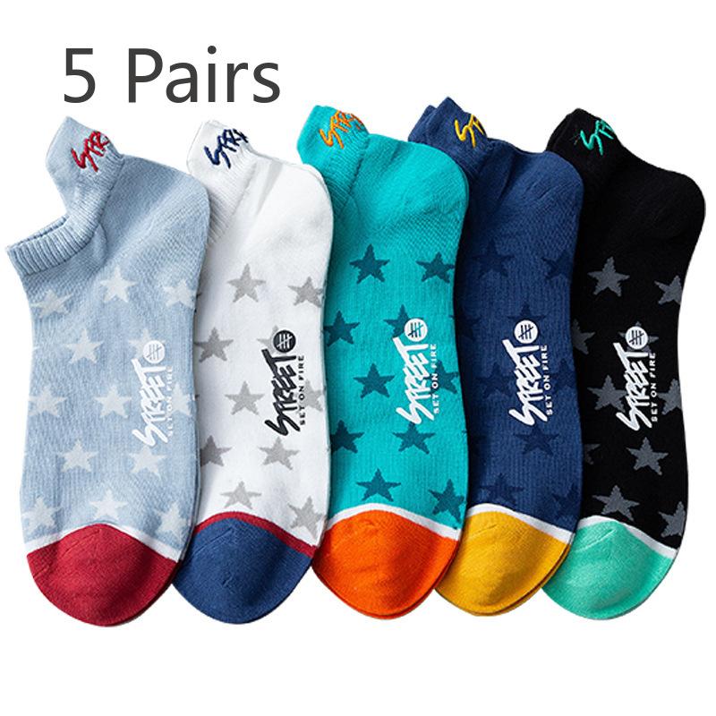 

5 пар мужских летних тонких дезодорирующих дышащих спортивных носков из чистого хлопка 5 Pairs