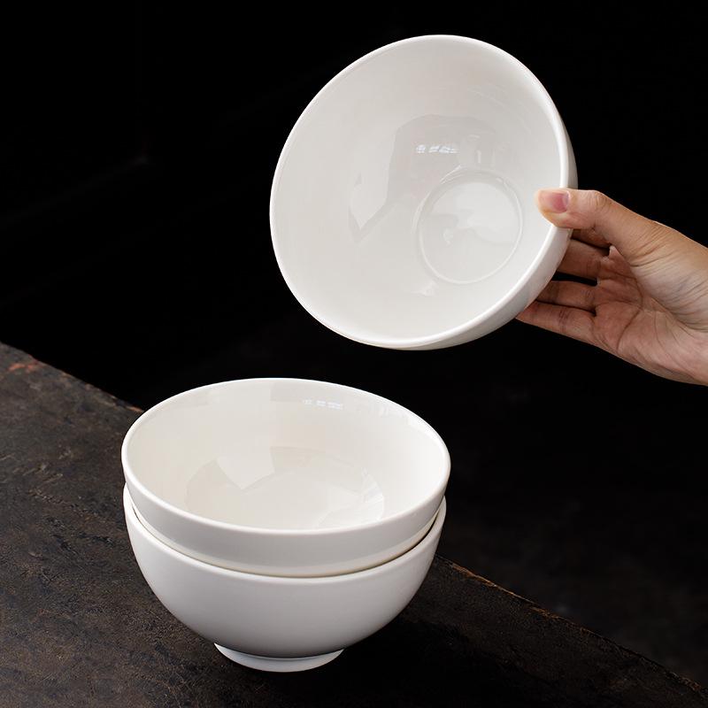 6.2-inch Rice White Porcelain Soup Noodle Bowl, 750ml - Ideal for Salad, Dessert, and Small Noodle Dishes