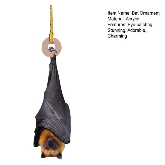 Bat Christmas Ornament Gothic Hanging Bat Tree Decoration Realistic Upside-Down Bat Christmas Tree Ornament for Holiday Home Decor