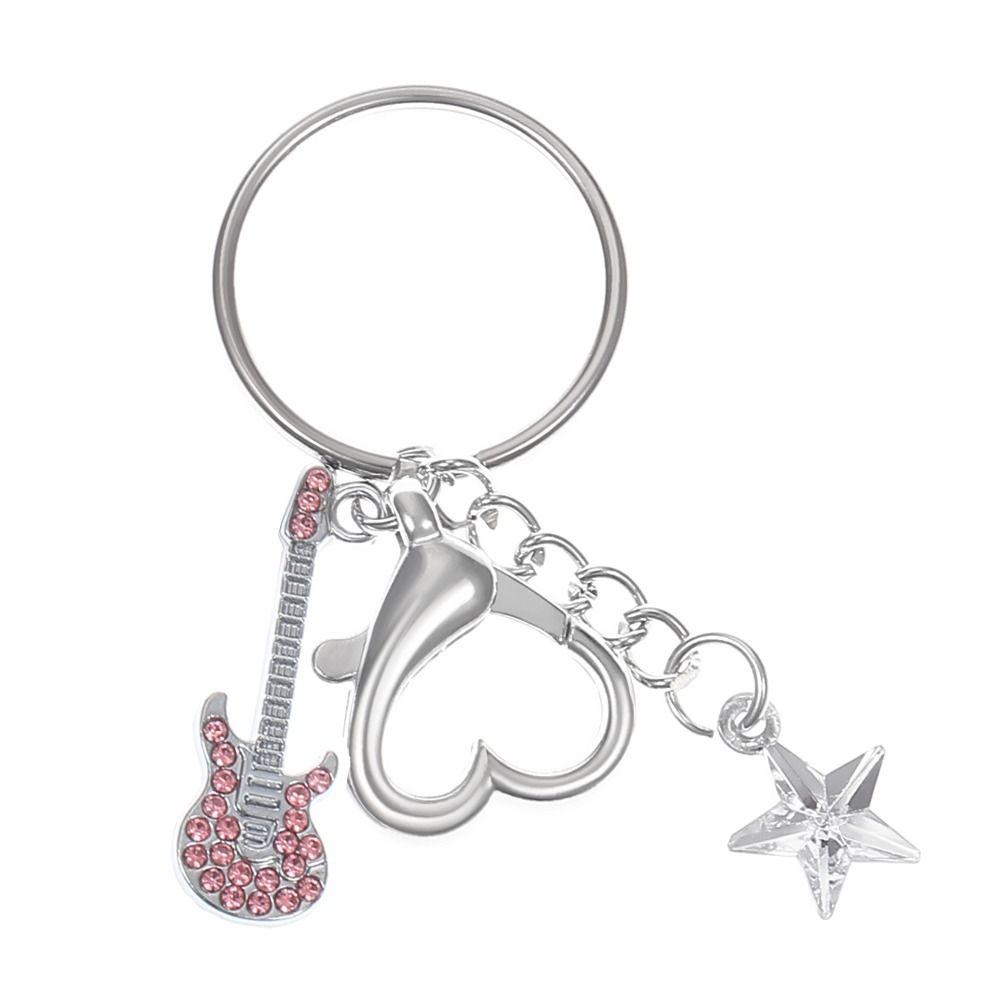 Guitar Guitar Keyring Star Musical Instrument Keychain Guitar Key Chain  Musician Jewelry Gift