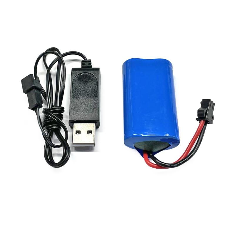 7.4V 500mAh R/C Rechargeable Battery Pack with USB Charging Wire Great Bearing Spare Part for 1/10 RC Car WPL Model Toys