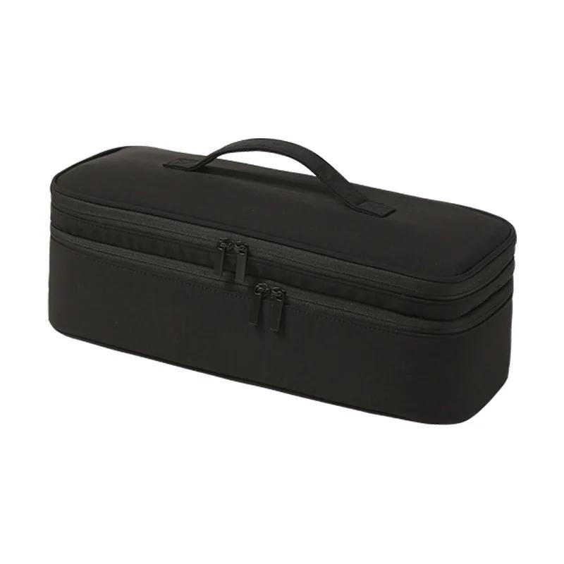 Sac pour sèche-cheveux grande taille pour femme Sac de voyage pour sèche-cheveux Sac de rangement portable à double couche pour sèche-cheveux Étui organisateur spacieux noir