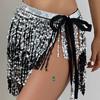 Latin Dance Hula Short Skirt Dress Stage Carnival Party Performance Hip Scarf Three-Layer Tassel Belly Dance Sequins Waist Chain