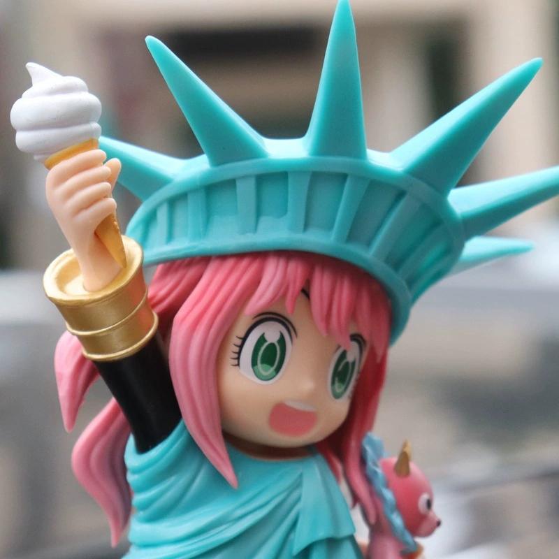 20cm Spy X Family Anya Forger Statue of Liberty Anime Action Figure Collectible Model for Desktop Decor High Quality Gift for Fans