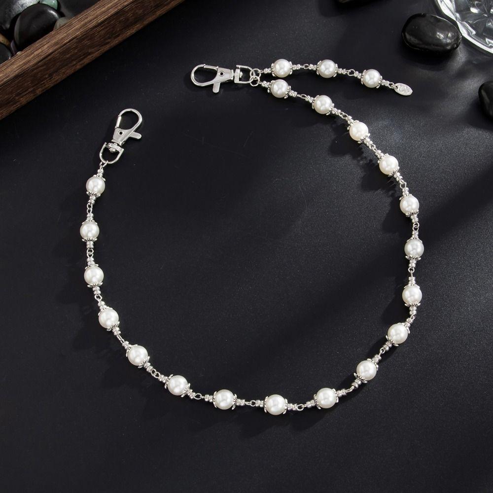 Gothic Pearl Waist Chain Zinc Zinc Zinc Alloy Tassel Jeans Chain Cool Punk Belt Chain  Female