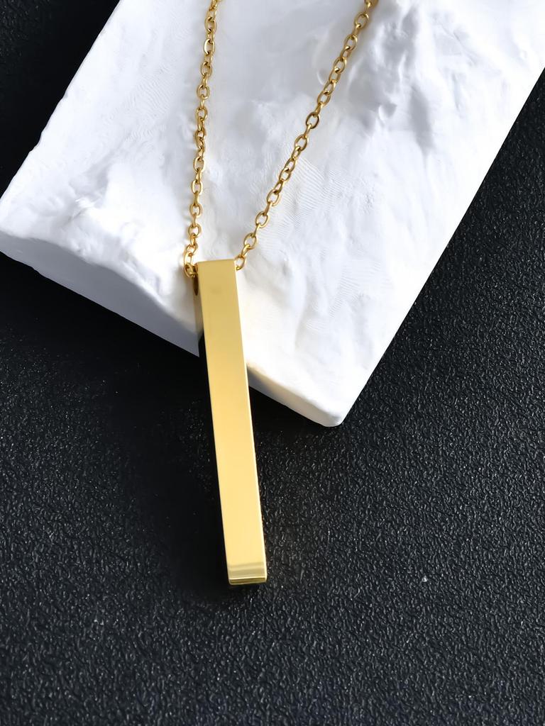 Men's and Women's Minimalist Titanium Steel Rectangular Pendant Necklace