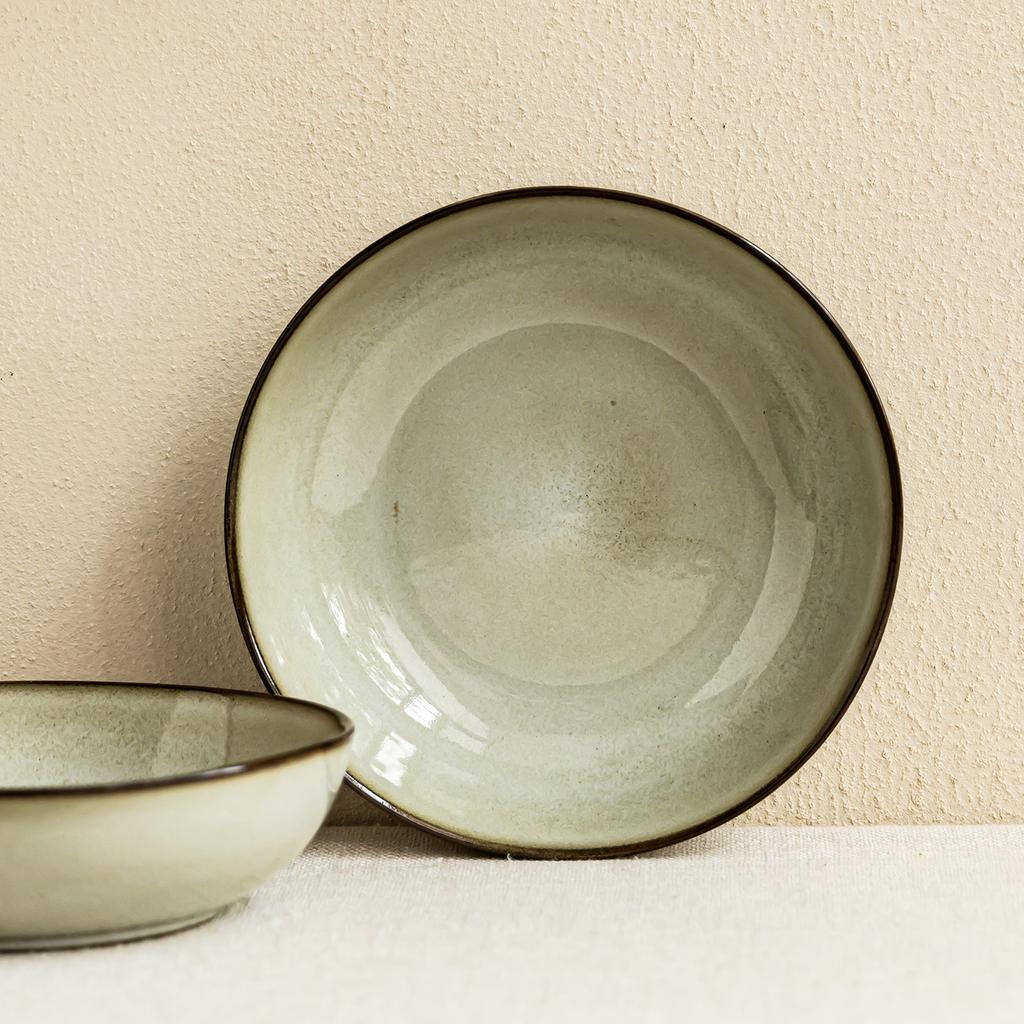 Japanese-Style Stroke Ceramic Large Bowl Creative Tableware Shallow Bowl Home Restaurant Vegetable Bowl Noodle Bowl Fruit Salad Bowl