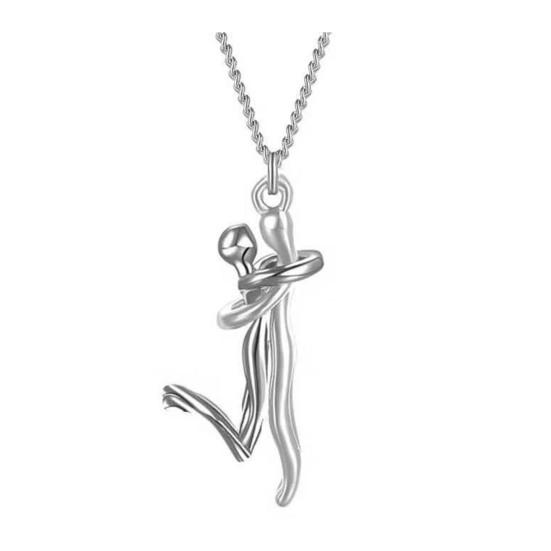 Paar Umarmung Anhänger Halskette 3D Umarmendes Paar Anhänger Halskette Romantische Liebeshalskette Valentinstag Jubiläumsgeschenk