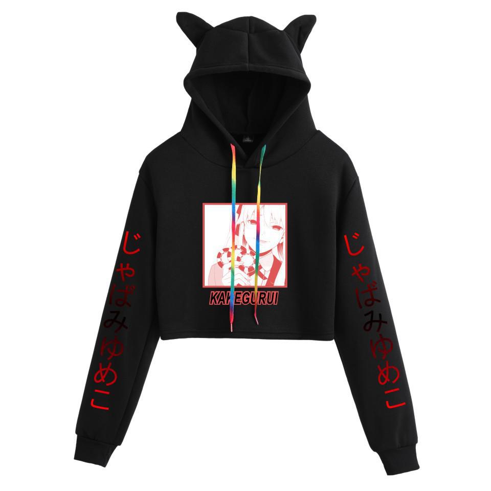 Kakegurui Cat Ear Anime Crop Top Hoodie for Women