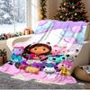 Gabby's Dollhouse Pattern Blanket for Home Decoration, Bed, Sofa, Car Travel, Camping, Suitable for All Seasons, Birthday Christmas Gift