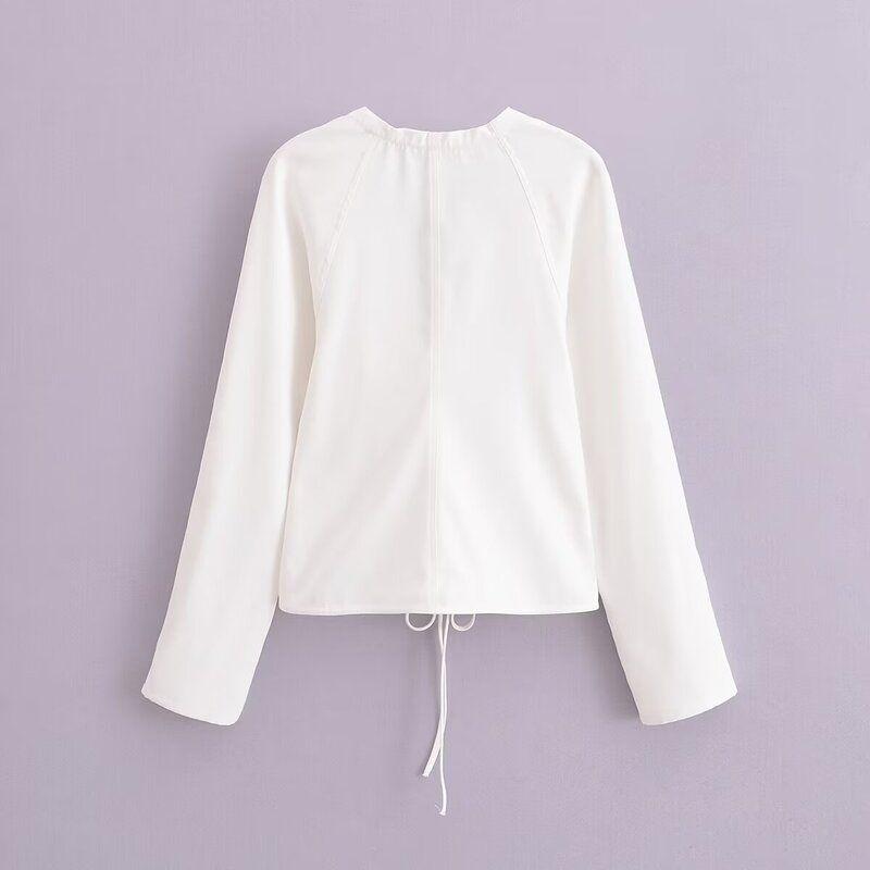 Fashion Style 2024 Summer New Arrival Women's Stylish Slimming Versatile Long Sleeves Rope Shirt Tops 2010798