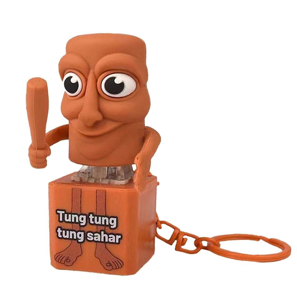 

New Tralalero Tralala Tungtungtung Wooden Stick Man Button Keychain with Luminous Pendant - Anime Peripheral Decor Gift Toys