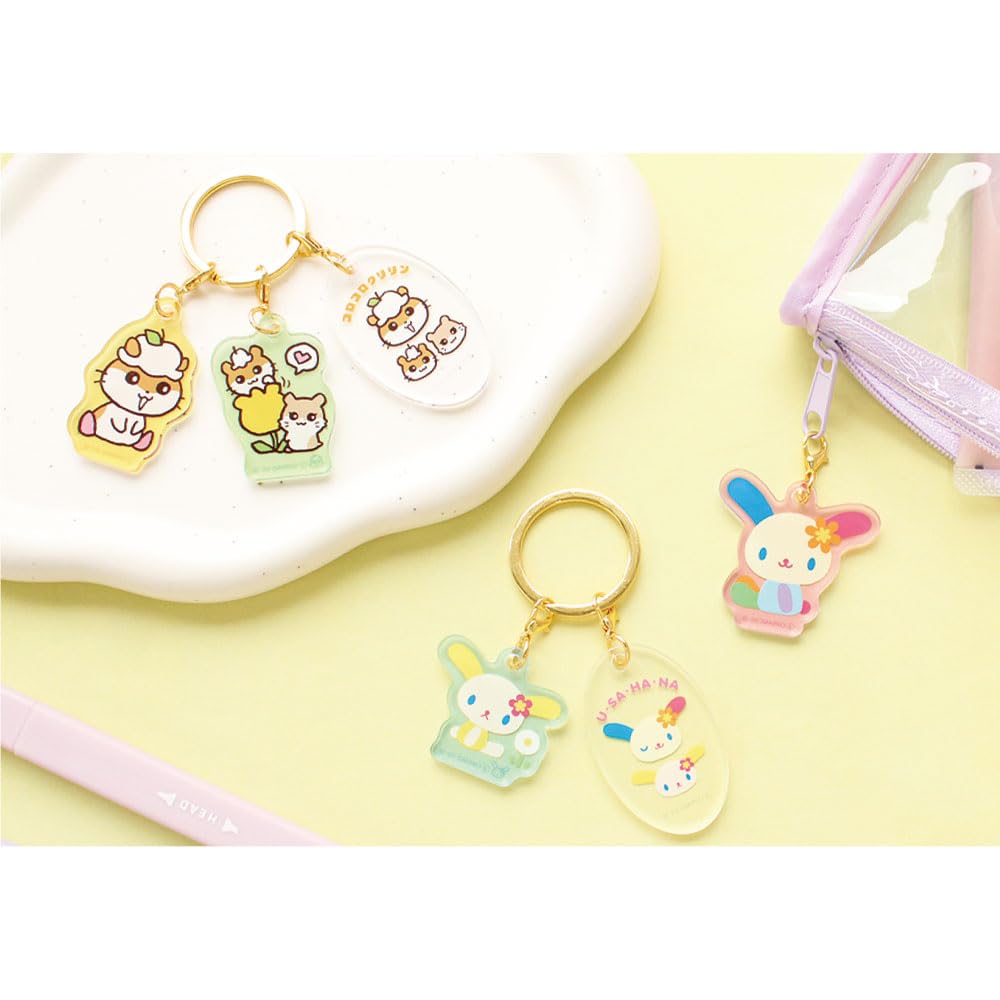 Tees Factory Sanrio Characters H50 x W49 x D3mm Acrylic Part 3-Charm Keychain, Usahana, Approx. (Maximum Size), SR-5546941US