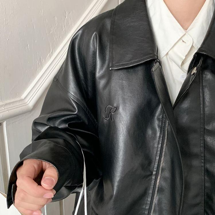 Frühling Herbst Mode Neue Damenmode Casual Temperament Revers Lederjacke Temperament High-End Luxus Retro Motorradjacke