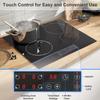 60 cm Ceramic Glass Cooktop, 4 Burner 6000W Built-in Touch Control, 9 Power Settings, 1-99 Min Timer