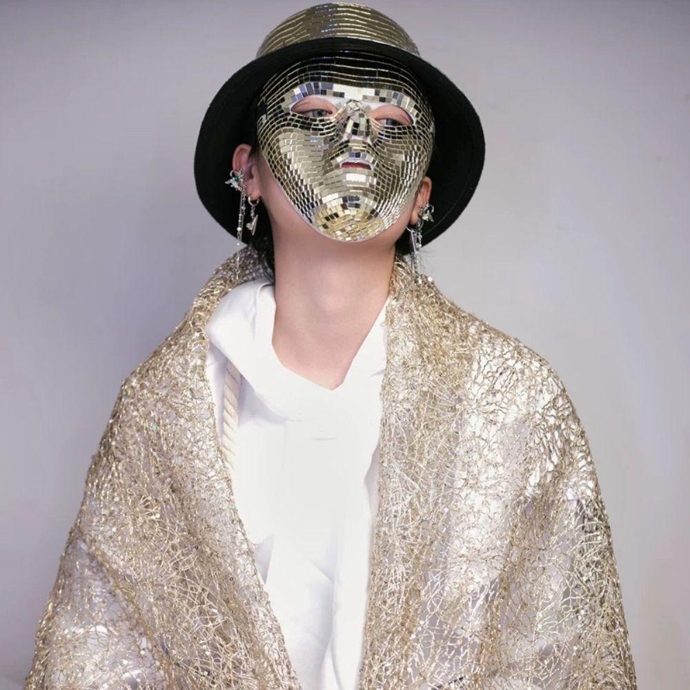 Male Adult Night Club Mask Masquerade Home DJ Decor Creative Ball Glitter Mirror Face Mask Gift