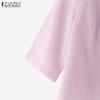 ZANZEA Women Casual Round Neck Solid Color Loose 3/4 Sleeve Blouse
