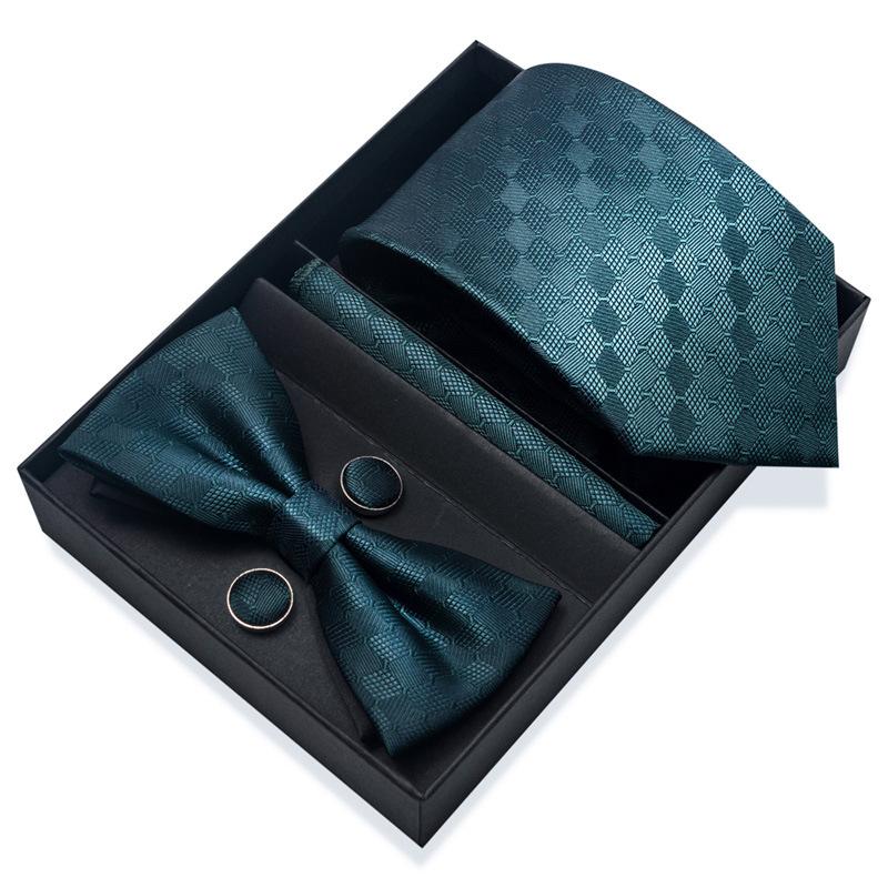 Set de 6 piezas, Corbata de Vestir de Negocios 8 cm Corbata para Hombre Set de Pajarita Caja de Regalo.