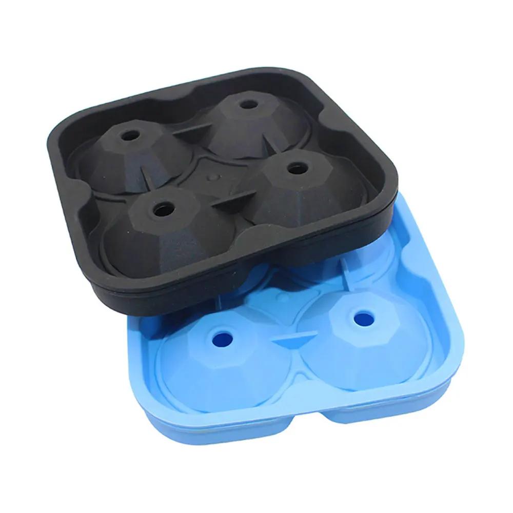 4holes Silicone Ice Mold Silicone Diamond Ice Tray Ice Cream Maker Mould Fruit Cube Mold Ice Cube Tray Mold