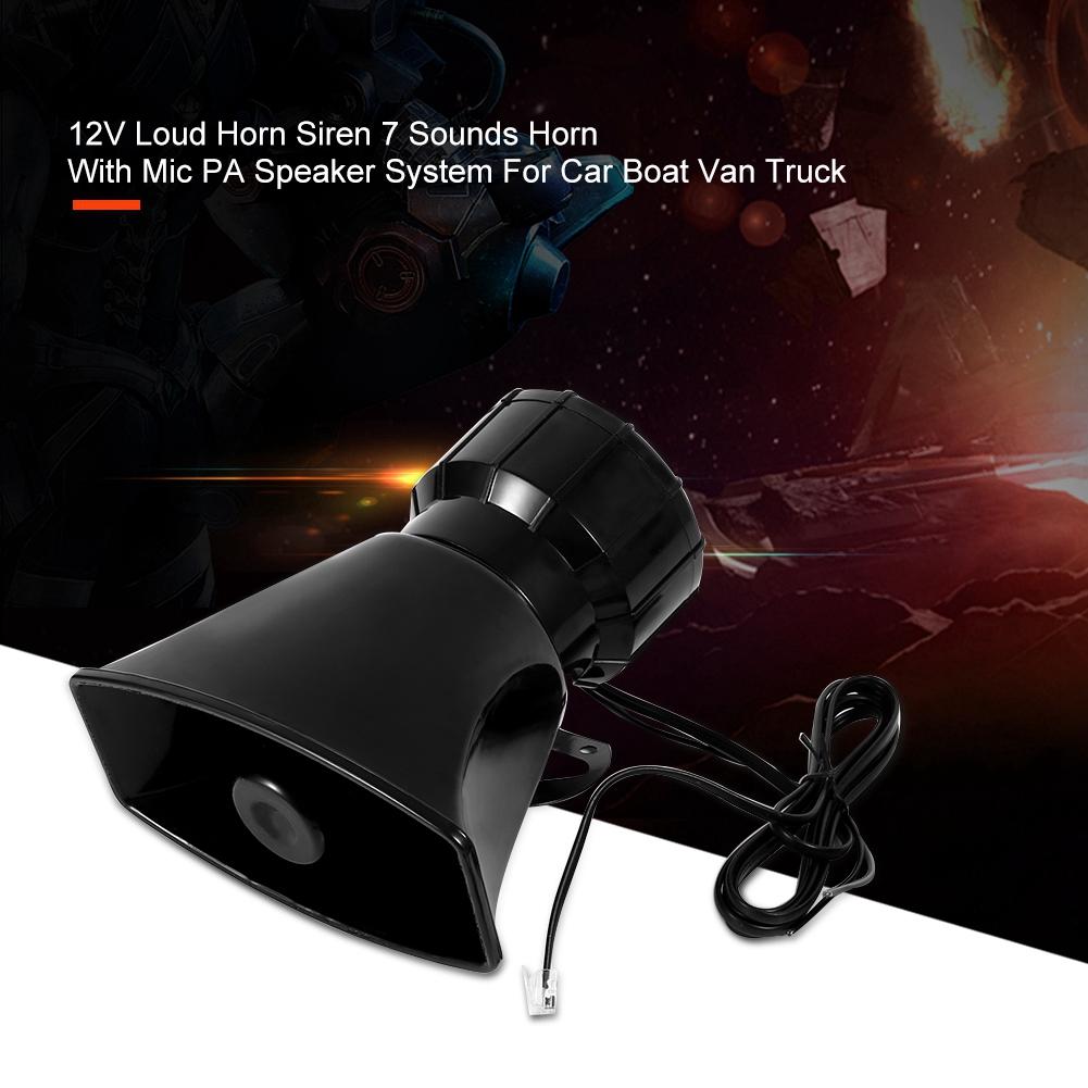 

12 В громкая сирена 7 звуков звукового сигнала с микрофоном акустическая система для автомобиля, лодки, фургона, грузовика